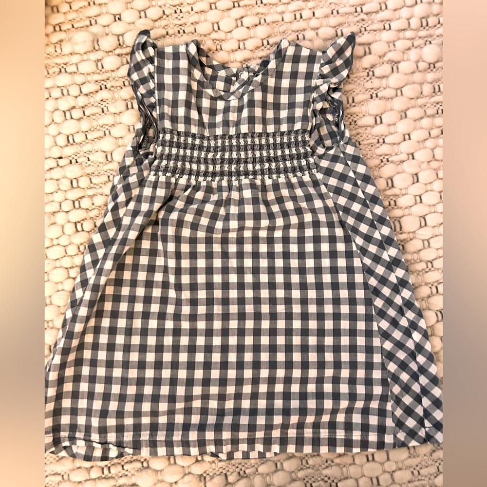 Pehr Girls 4T organic cotton gingham navy blue dress
